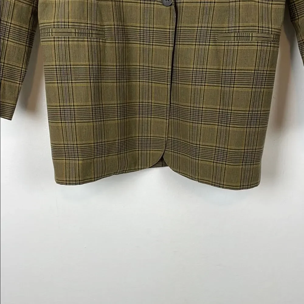 Banana Republic Safari And Travel Plaid Green Purple Career Womens 4 Blazer NWT